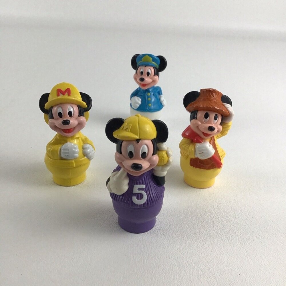 Disney Mickey Mouse PVC Figures Police Farmer Finger Puppet Lot Vintage 80s Arco
